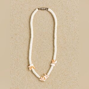 Vintage 1980s Puka Shell Necklace 16” Pink Conch Accents Kauai Surfer Style NWT